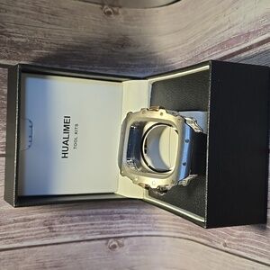 HUALIME Apple Watch Ultra 49mm Case Titanium, Rose Gold W/Fluorine Rubber Band**